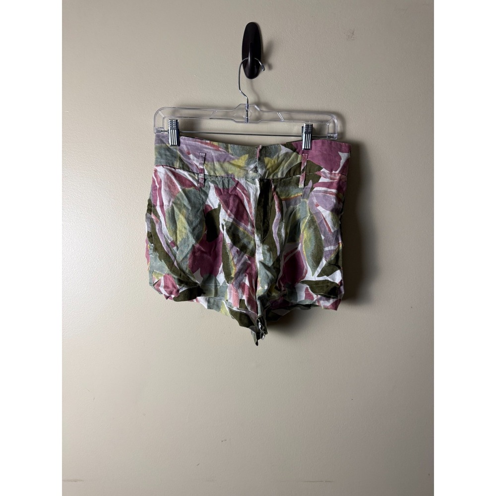 Tahari Linen Shorts Womens M Multicolor Floral 3" Inseam Breathable Lightweight